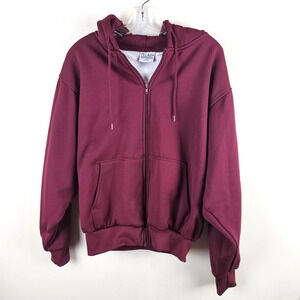 Vintage 90s Pluma Thermal Lined Heavyweight Hoodie Sweatshirt M Zip Up Burgundy